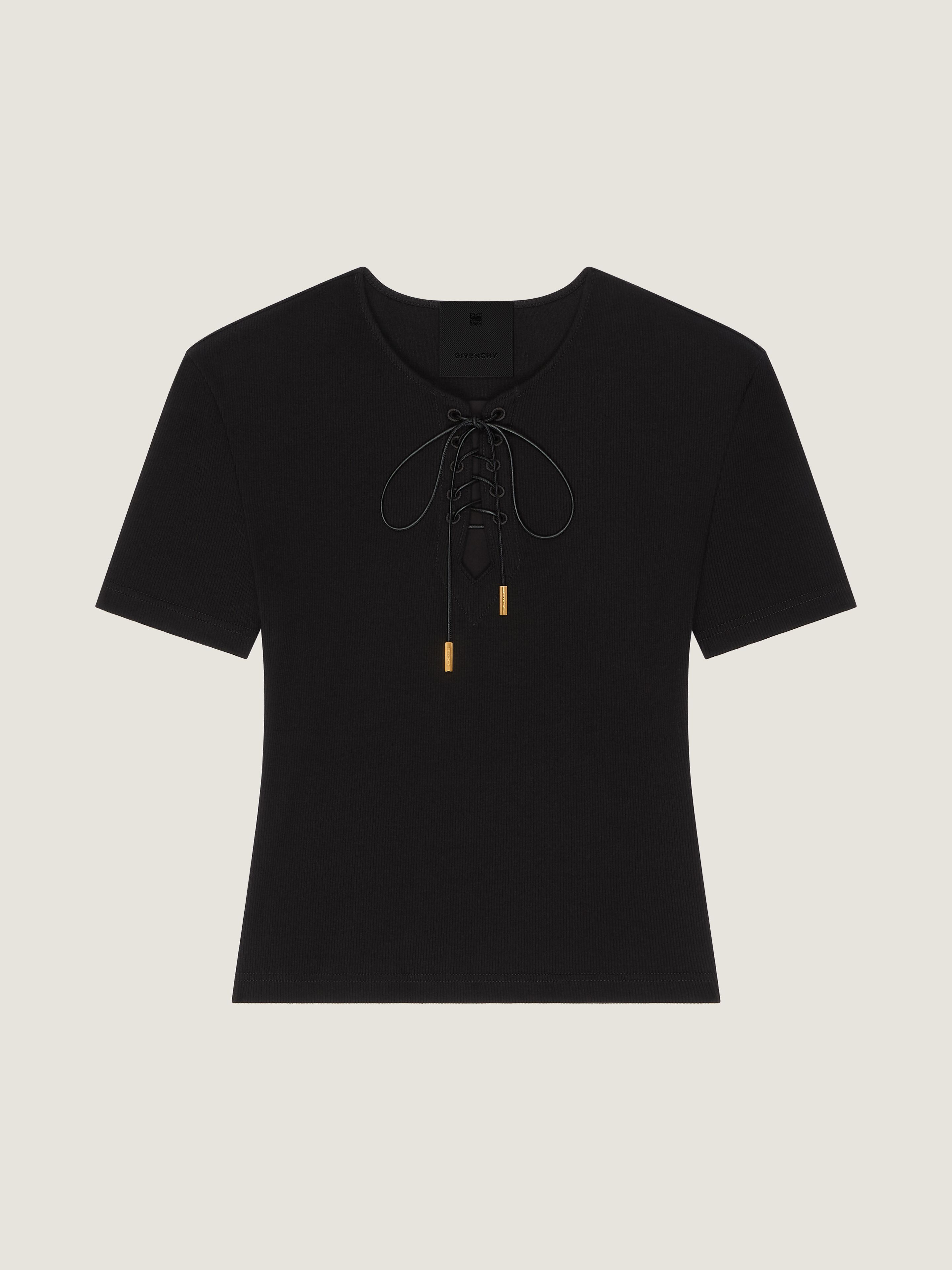 Slim fit t-shirt in cotton with laces and 4G detail